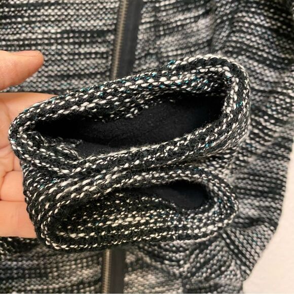 Bench Vail Fleece Lined Black & White tweed Jacket asymmetrical zipper -XS/4 - Picture 9 of 14